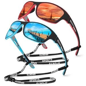 Red & Blue 2pk Polarized UV400 Protection Sunglasses Fishing Cycling Hiking 2pc